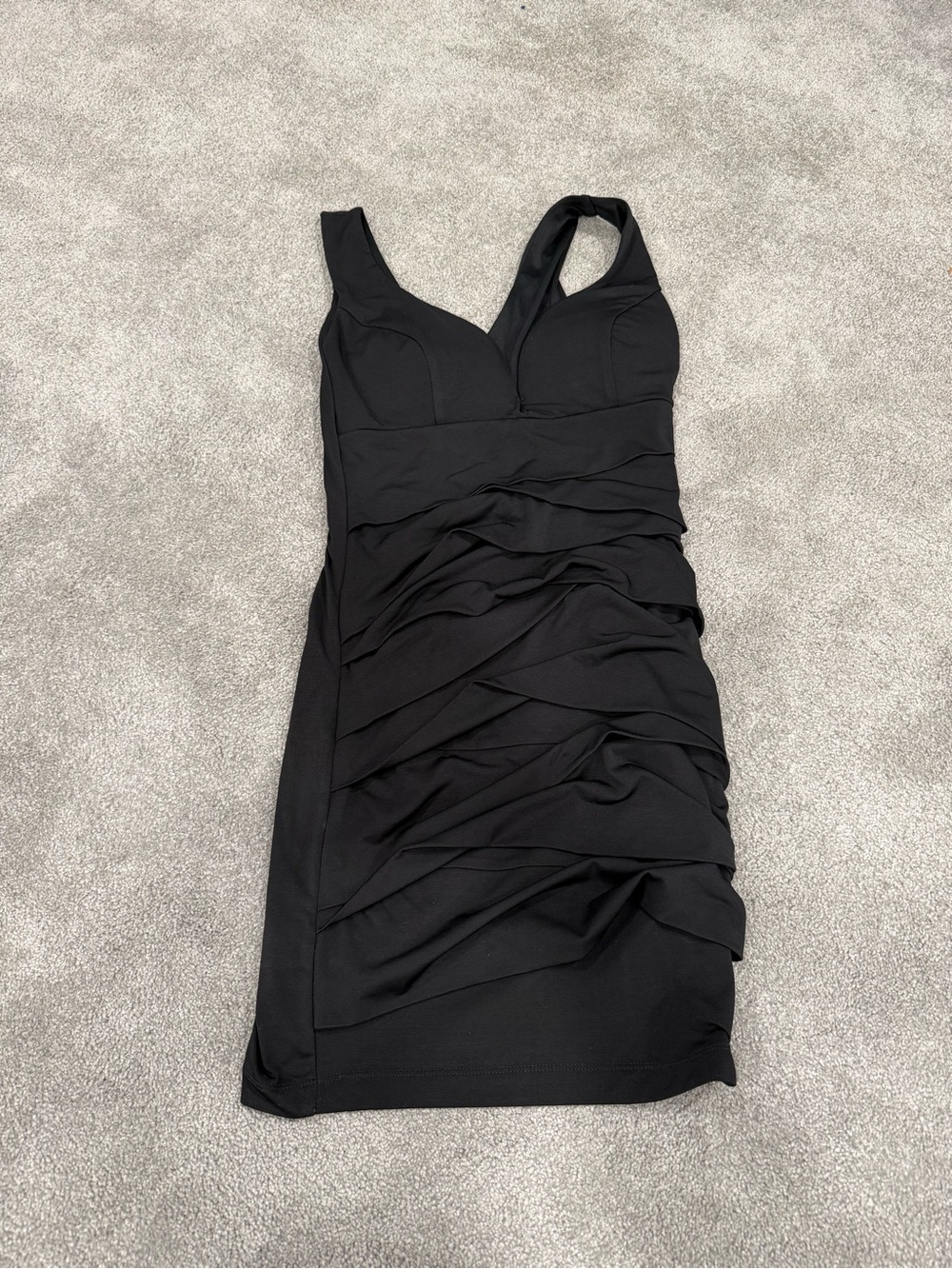 Black Ruched V-Neck Bodycon Dress